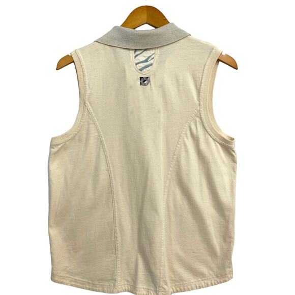 Jamie Sadock Tank Top Women's XL Beige Sleeveless Zipper Collared Golf Top - Picture 2 of 8